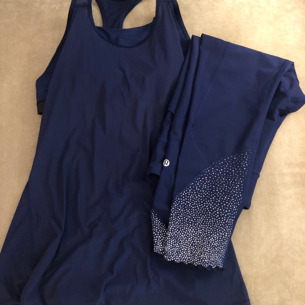 Lululemon Beat the Heat tank, size 10 deep blue